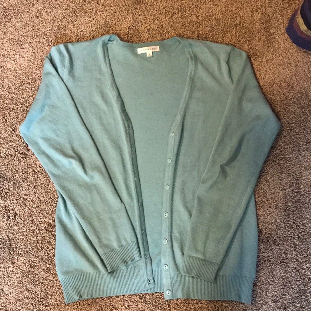 Down East teal button down sweater!